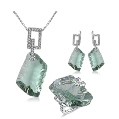 Modern Luxury Style Fine Jewelry Set - Heterohexagon Green Amethyst Fine Jewelry