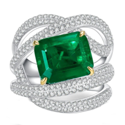 Luxury Vintage 925 Sterling Silver- Moissanite Emerald Gemstone