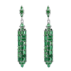 Emerald Diamonds Gemstone Tassel Drop Dangle Earrings