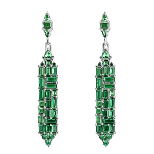 Emerald Diamonds Gemstone Tassel Drop Dangle Earrings