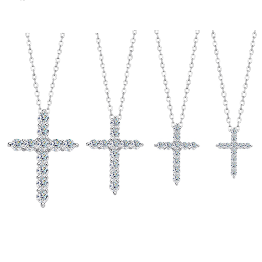 Silver 2.5/3/4/5MM Cross Moissanite Necklace Pendant For Women 1