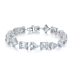 Silver Full High Carbon Diamond Bracelet For Women - Wedding Party Fine Jewelry