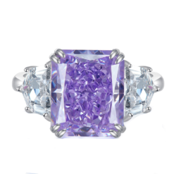 100% 925 Sterling Silver 10*12mm Purple High Carbon Diamond Rings