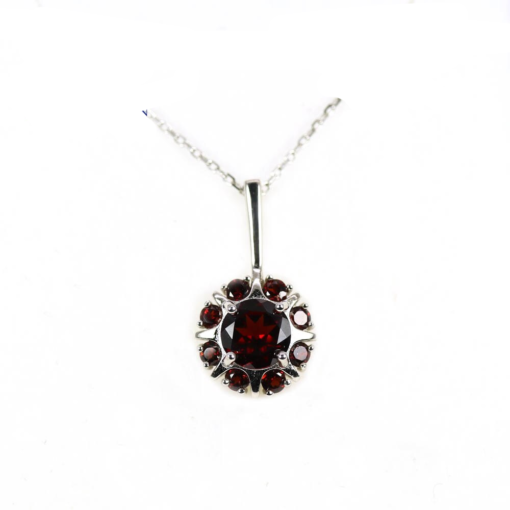 Red garnet ring earrings Pendant Jewelry Set - 925 sterling silver jewelry