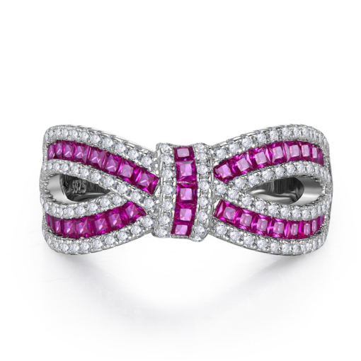 925 Sterling Silver - Ruby High Carbon Diamond Rings For Women