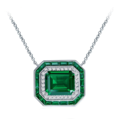 Silver Emerald Cut 9*11 - Moissanite Emerald Gemstone Pendant
